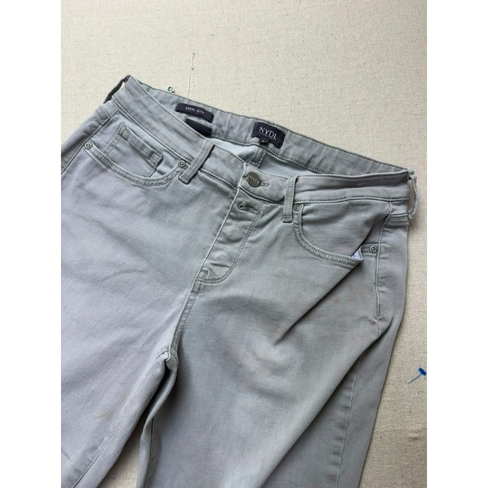 NYDJ Sheri Slim Womens Size 8 Gray Stretch Straight Leg Jeans Pants [A205]